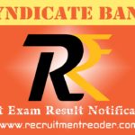 Syndicate Bank Exam Result 2018