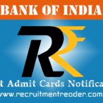 Bank of India Exam Admit Card 2018