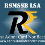 RSMSSB LSA Admit Card